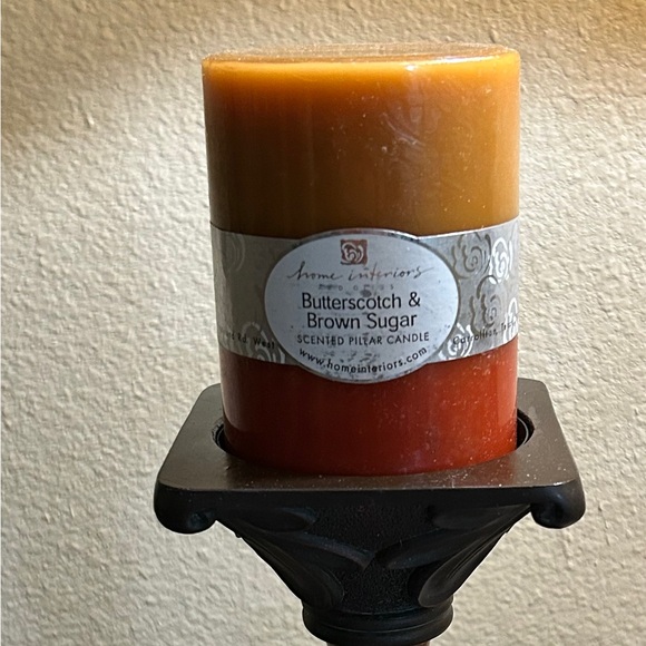 Butterscotch & Brown Sugar Scented Pillar Candle 3”x4” - Picture 1 of 2